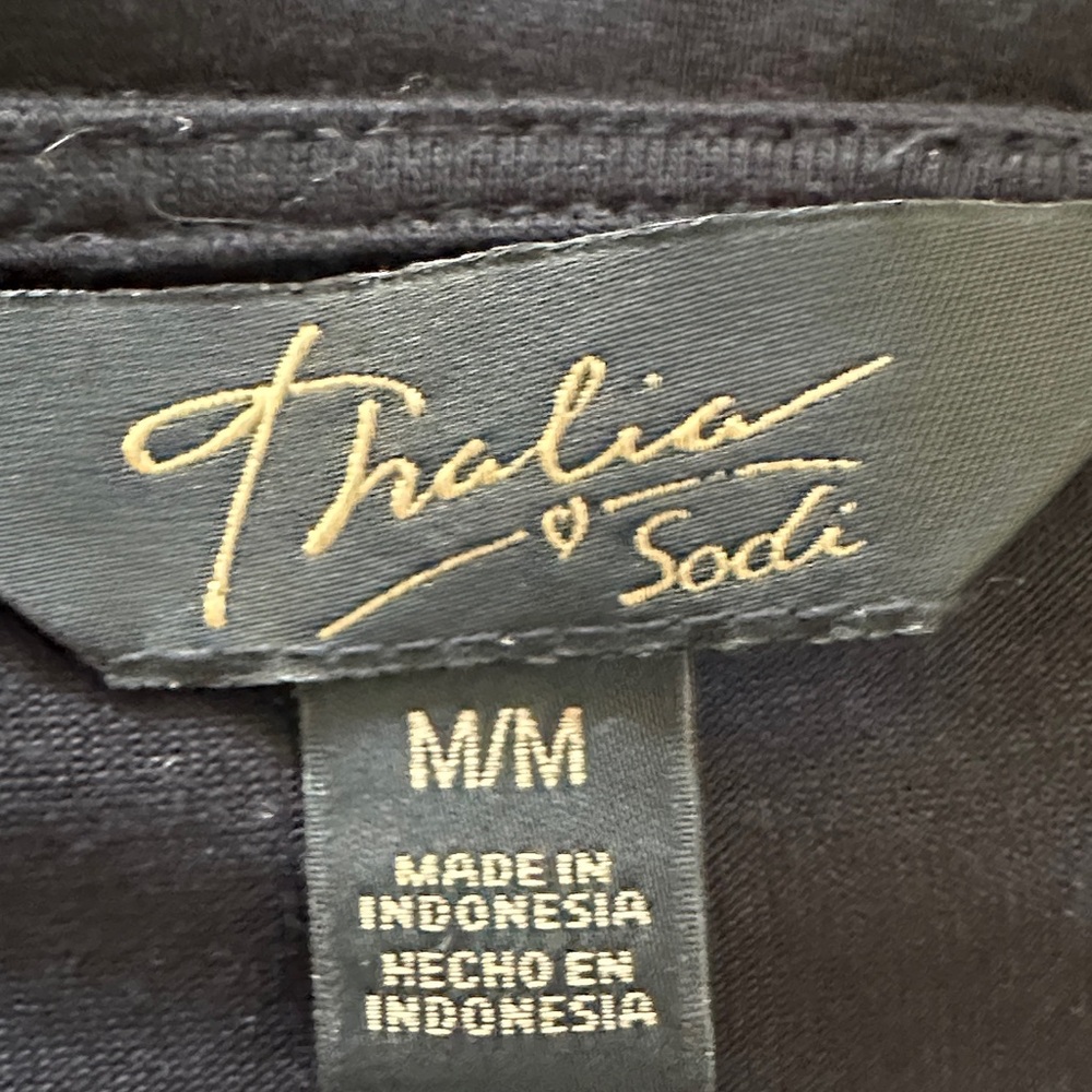 Thalia Sodi Black Crisscross Neckline Top Three Quarter Sleeve - Picture 8 of 11